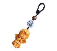 TOPBATHY Porte-clés Ange en Bois Sculpté Figurine Aile Suspendue, Décoration Religieuse Voiture, Ornement Artisanal Solide, Accessoire Spirituel, Présent Noël Polyvalent