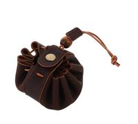 TOPBATHY Porte-Monnaie à Cordon Vintage en Cuir Pleine Fleur Fait Main pour Femmes, Mini Bourse à Pièces Multifonction, Accessoire Compact Marron Foncé pour Poche Et Clés