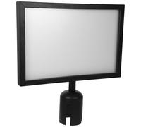 TOPBATHY Porte-Panneau Horizontal en Acier Inoxydable pour Poteau Cadre A4 Noir Support Signalétique pour Gestion des Foules et Files D’Attente Aéroport Bureau Garage Présentoir