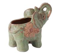 TOPBATHY Pot de Fleurs Vert Clair Petit Modèle, Éléphant en Céramique