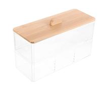 TOPBATHY pour Cotons-tiges avec Couvercle en Bambou Étui de Maquillage Organisateur de Couvercle Plateau Cosmetic Organizer Pots de Boule de Coton Titulaire cosmétique