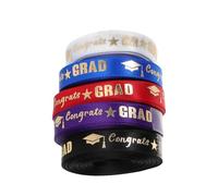 TOPBATHY Ruban de Satin Gros-grain pour Remise de Diplôme 5 Pièces 1 Cm X 5 Yards, Couleurs Assorties Métallisées Doré, Vert, Rouge, Bleu et Blanc Ruban Décoratif pour Emballage Présent