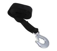 TOPBATHY Sangle de Treuil de Remorque avec Crochet 5 M Noir 4,7 Cm Large Polyester Haute Résistance Traction Véhicule Utilitaire Remorquage Marine