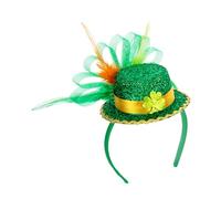 TOPBATHY Serrage-tête à Cheveux Shamrock Petit Chapeau Melon Vert et Plumage, Accessoire Photo pour Fête Saint-patrick, Bandeau de Festival Léger et Confortable pour Femmes et Filles
