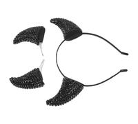 TOPBATHY Serrage-tête et Barrettes Cornes de Diable Pailletées Noires, Accessoire Cosplay et Fête Déguisement Halloween, Couvre-chefs Légers pour Soirées à Thème et Carnaval, Set 2 Pièces