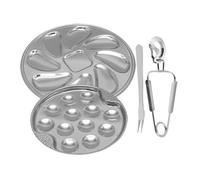 TOPBATHY Set de Acier Inoxydable pour Fruits de Mer Plateau Escargots et Huîtres avec Fourchette et Pince Résistant Au Lave- et Micro-ondes pour Restaurant et Barbecue