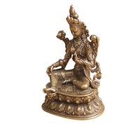 TOPBATHY Statue de Bouddha Verte Tara Décorative Vintage en Cuivre Ancien, Petite Taille Compacte, Décoration Artisanale Intérieure pour Bureau, Salon et Maison, Ornement Créatif