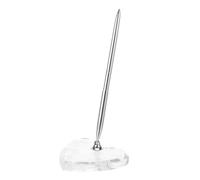 TOPBATHY Stylo de Signature Élégant avec Support Stable en Acrylique de Cœur Argenté pour Réception, Mariage et Événements Professionnels