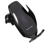 TOPBATHY Support de Téléphone de Voiture à Induction 15w, Noir | Ouverture Automatique, pour Conduite, Alliage D’aluminium et Verre, Appels et Maintien Stable en Voiture
