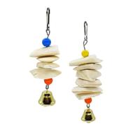 TOPBATHY Suspendu pour Oiseaux 2pcs en Os de Seiche Coloré Perles en Bois, Supplément de Calcium et Mâchoire pour Hamsters et Petits Animaux Rampants Couleur Aléatoire
