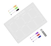 TOPBATHY Tableau Mémo Acrylique Transparent avec Marqueurs Effaçables à Sec Planificateur de Bureau Multifonction Tableau Notes Réutilisable pour Organisation Quotidienne