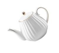 TOPBATHY Théière Européenne Céramique Blanche Bordure Dorée Poignée Résistance à La Chaleur Pour Thé De L'après-midi Maison Café