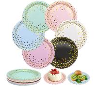 TOPBELIEF 36 Pièces Assiette Jetable Anniversaire, Assiette Dessert, Assiettes Carton, Assiettes en Papier de Fête, Vaisselle de Baptême, Anniversaire, Fête de Mariage