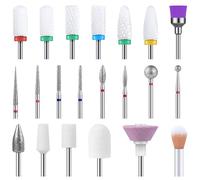 TopBine Lot de 21 forets à ongles professionnels de 3/32" pour perceuse à ongles, forets à ongles électriques diamantés avec embouts dissolvants pour ongles acryliques, gel et vernis