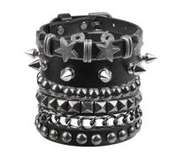 TopBine Lot de 4 bracelets cloutés Punk Rocks avec rivets cloutés pour motard, hip-hop, accessoires punk