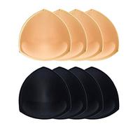 TopBine Lot de 4 paires de coussinets de soutien-gorge amovibles pour maillot de bain et bikini - Beige/Noir