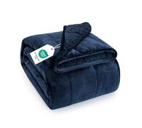 Topblan Couverture Lestée pour Adultes 6,8 kg, 150 X 200 cm, Couverture de Poids en Sherpa Polaire de Couleur Uniforme avec du Molleton Douillet et du Sherpa Moelleux, Bleu Marine
