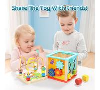 Topbright Jouet Cube d’Activité de Tri de Formes en Bois pour Bébé de 1 An - Cadeaux de Premier Anniversaire