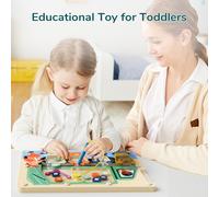 Topbright Plaque de Labyrinthe Magnétique en Bois pour 3-5 Ans Jouet de Reconnaissance des Couleurs