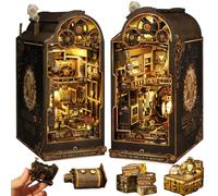 TOPBSFARNY DIY Maison Miniature, Puzzle en Bois 3D DIY Book Nook Kit avec LED pour Étagère Insérer Décoration, DIY Maison de Poupée Bookholder Tiny House Noël, Brithday Gifts