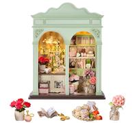 TOPBSFARNY Kit de bricolage Book Nook avec lumière LED, puzzle 3D en bois miniature pour maison, bibliothèque, cadeau unique pour adultes (saison en langue florale)