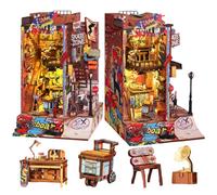 TOPBSFARNY Kit de bricolage pour coin de livre - Puzzle 3D en bois miniature décoratif avec lumière LED - Petite maison pour adultes et adolescents