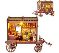 TOPBSFARNY Kit de bricolage pour le coin du livre, puzzle 3D à faire soi-même maison miniature et carrosse mobile, puzzles éducatifs en bois pour adultes