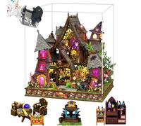 TOPBSFARNY Kit de construction de maison miniature 1:24, puzzle en bois 3D avec lumière LED, maison de poupée faite à la main, cadeau créatif pour adultes/adolescents (avec protection contre la
