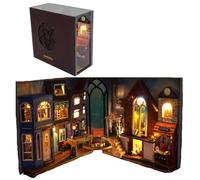 TOPBSFARNY Kit de construction miniature pour coin de livre - Serre-livres Magic House - Kit de construction de maison de poupée - Puzzle en bois 3D pour serre-livres - Décoration avec lumière pour