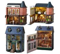 TOPBSFARNY Kit de maison de poupée miniature à faire soi-même, 2 châteaux romantiques en bois, petite maison, chambre créative avec meubles et lumière LED pour cadeau d'anniversaire (C)