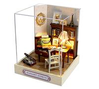 TOPBSFARNY Kit de maison de poupée miniature à faire soi-même avec lumière LED, kit de coin de livre, puzzle 3D en bois, serre-livres miniature, cadeau décoratif pour adultes