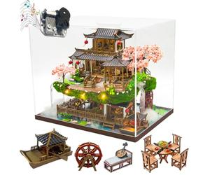 TOPBSFARNY Kit de maison de poupée miniature DIY à l'échelle 1:24 - Style chinois - Cottage DIY - Pays des merveilles - Bâtiment de ville ancienne - Villa - Modèle de maison fait main - Cadeau