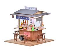 TOPBSFARNY Kit de maison de poupée miniature, magasin de sushis japonais en bois, maison de poupée avec meubles et lumières LED, jouet puzzle pour anniversaire, cadeaux créatifs