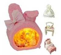 TOPBSFARNY Kit de maison miniature à faire soi-même, style animal mignon, maison de poupée en bois, modèle miniature avec lumière LED, cadeau créatif pour femmes et adultes