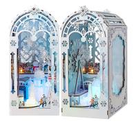 TOPBSFARNY Kit de puzzle 3D en bois pour coin de livre - Maison miniature avec LED pour décoration d'étagère, loisirs créatifs, cadeaux pour adultes