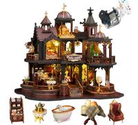 TOPBSFARNY Kit maison de poupée 3D en bois assemblée à faire soi-même miniature vintage vieux château scène construction avec musique créativité Halloween cadeau d'anniversaire (sans housse