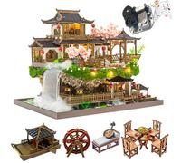 TOPBSFARNY Kit maison de poupée miniature à monter soi-même à l'échelle 1:24 de style chinois maison de poupée maison de campagne pays des merveilles ancienne villa faite à la main modèle maison