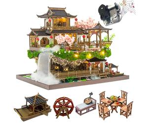TOPBSFARNY Kit maison de poupée miniature à monter soi-même à l'échelle 1:24 de style chinois maison de poupée maison de campagne pays des merveilles ancienne villa faite à la main modèle maison