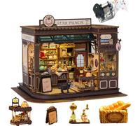 TOPBSFARNY Maison de poupée à faire soi-même en bois, modèle de maison de café, kit de maison miniature avec lumière LED pour adolescents et adultes, cadeaux d'artisanat pour anniversaire, Noël