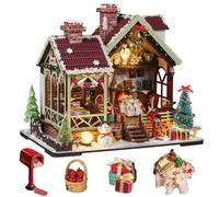 TOPBSFARNY Maison de poupée miniature à faire soi-même avec meubles et lumières LED, maison de poupée 3D en bois pour coin de livre, cadeau pour Halloween et Noël (style A)