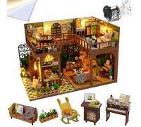 TOPBSFARNY Maison de poupée miniature à monter soi-même, maison de loft vintage miniature avec protection contre la poussière et mouvement musical, kit de modèle de maison en bois, cadeau de Noël