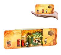 TOPBSFARNY Maison de poupée miniature en bois à faire soi-même avec lumière LED, boîte en fer, kit de construction pour coin de livres, bibliothèque, bureau, décoration de bureau, cadeau