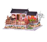 TOPBSFARNY Maison de poupée Miniature en Bois Japonaise/de Style Chinois, modèle 3D à Faire soi-même, Mini Maison de Poupée avec LED, Cadeau créatif pour Amis et Parents (Countryside Dwelling)
