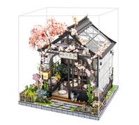 TOPBSFARNY Maison de poupée miniature en bois japonaise Sakura à monter soi-même, maison de poupée à monter soi-même, modèle 3D, cadeau créatif pour amis et parents (avec housse anti-poussière)