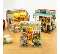 TOPBSFARNY Maquette de maison à assembler soi-même pour maison de thé au lait/magasin de fleurs - Scène architecturale miniature exquise faite à la main - Cadeaux créatifs pour amis et parents (3