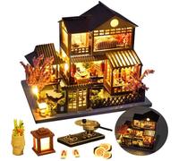 TOPBSFARNY Miniature Maison en Bois Japonais - Kit DIY de Maison de Poupée, Villa à Construire en Modèle 3D, Cadeau Créatif pour Amis et Parents