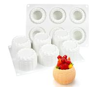 TOPBSFARNY Moule à gâteau en forme de panier en osier à 6 cavités, 1 moule en silicone tressé 3D pour bougies et plâtres