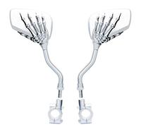 TOPCABIN 1 Paire Vélo Rétroviseur Vision Aveugle Multi Angle réglable Billet en Aluminium plaqué Chrome extérieur Vue arrière Rétroviseurs latéraux Tête de Mort Griffe Style Universel