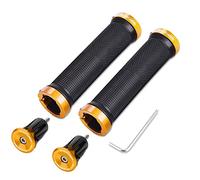 TOPCABIN Paire de poignées de vélo à double verrouillage pour guidon de vélo VTT BMX Floding (bouchon de verrouillage en aluminium + poignées) Doré