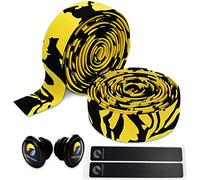 TOPCABIN® Ruban De Guidon De Vélo Ruban de Guidon pour vélo de Route série Camouflage Gel Confort Gel avec Anneaux réfléchissants 2 PCS (Jaune-Noir (1 Paire))